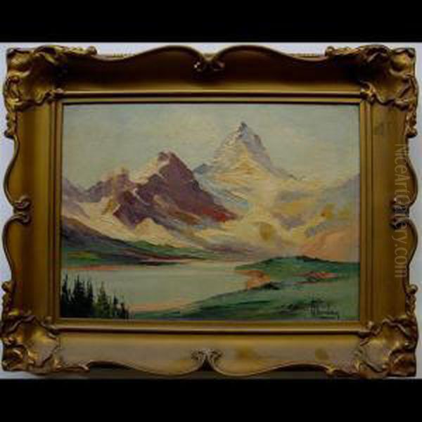 Mount Assiniboine - Canadian Rockies; Yoho Glacier - Yoho Valley -canadian Rockies Oil Painting by William Stanley