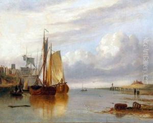 A Distant View Of Yarmouth From Gorleston Oil Painting by Alfred Stannard