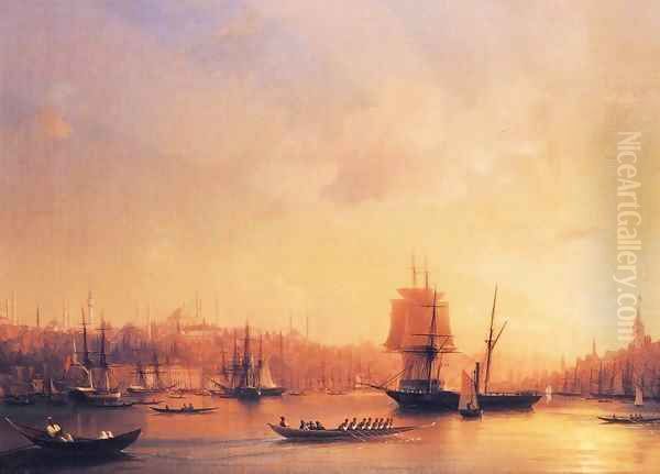 Dusk on the Golden Horn Oil Painting by Ivan Konstantinovich Aivazovsky