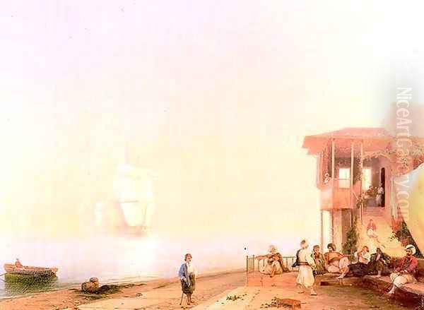 Embankment of oriental town Oil Painting by Ivan Konstantinovich Aivazovsky