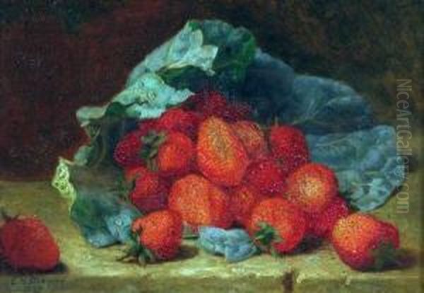 Still Life Study Of Strawberries On A Ledge Oil Painting by Eloise Harriet Stannard