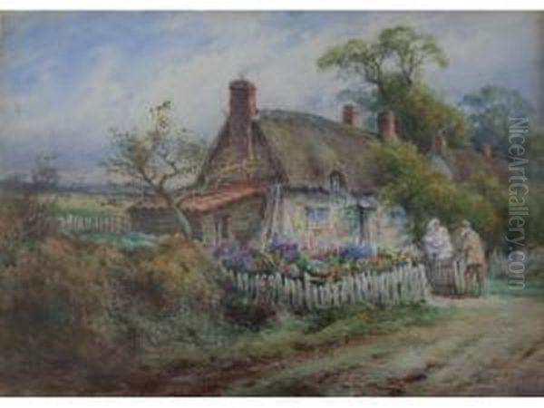 Conversation At The Cottage Gate Oil Painting by Henry Stannard