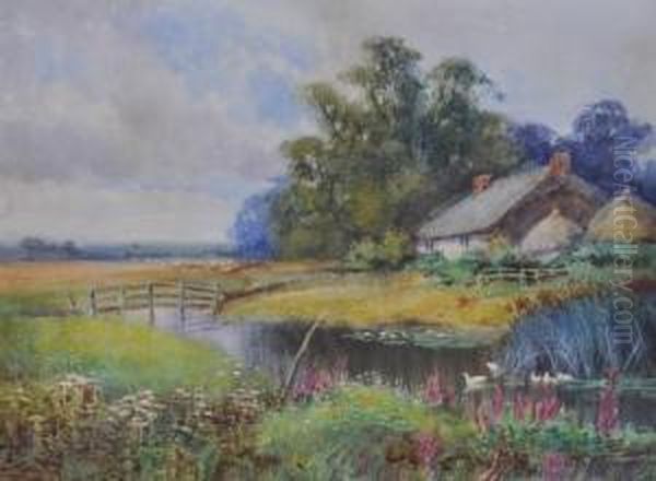 Thatched Countrycottage Oil Painting by Henry Stannard