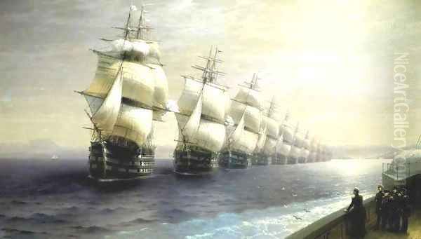 Parade of the Black Sea Fleet in 1849 Oil Painting by Ivan Konstantinovich Aivazovsky