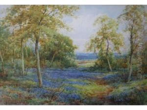 A Bluebell Wood Oil Painting by Henry John Sylvester Stannard