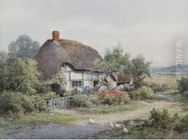 A Cottage Garden Oil Painting by Henry John Sylvester Stannard