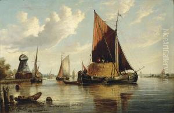 A View On The Scheldt Oil Painting by Joseph Stannard