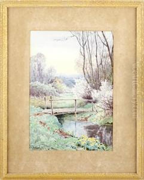 Bridge Over The Stream Oil Painting by Theresa Sylvester Stannard