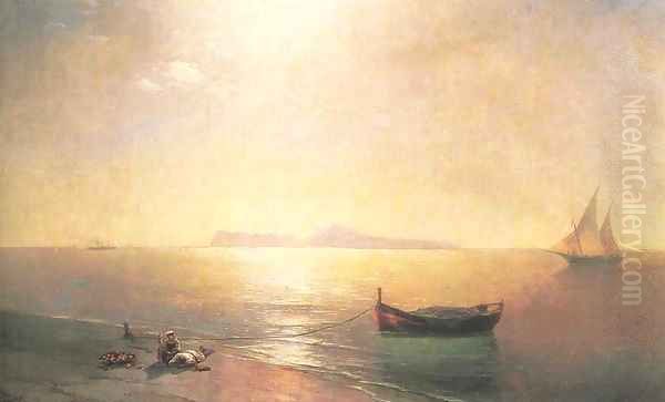 Calm on the Mediterranean Sea Oil Painting by Ivan Konstantinovich Aivazovsky