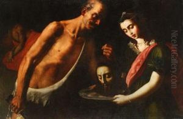 Salome With The Head Of Saint John The Baptist Oil Painting by Massimo Stanzione