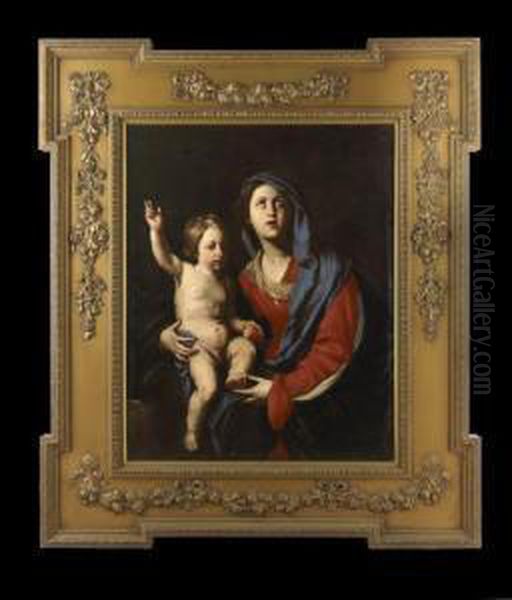 Virgin With Christ Child Holding Apple Oil Painting by Massimo Stanzione