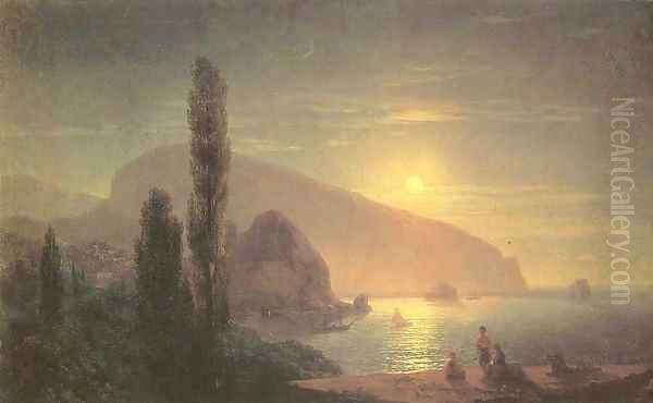 ight at Crimea View on Aiudag Oil Painting by Ivan Konstantinovich Aivazovsky