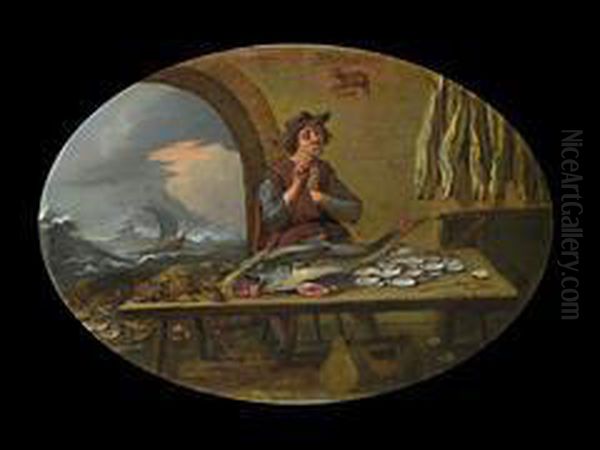 Der Fischverkaufer Oil Painting by Jan Woutersz. Stap