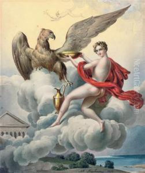 Jupiter, Transformed Into An Eagle, Seducing Ganymede Oil Painting by Michel Ghislain Stapleaux