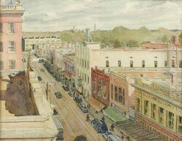 Main Street, Lake Charles, La Oil Painting by Frank A. Staples