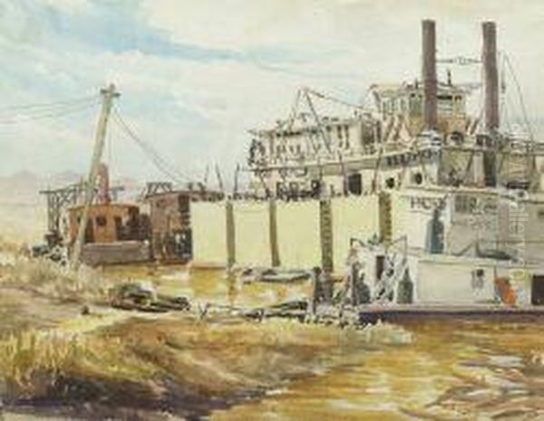 The Wharf Oil Painting by Frank A. Staples