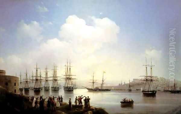 Russian squadron on the raid of Sevastopol Oil Painting by Ivan Konstantinovich Aivazovsky