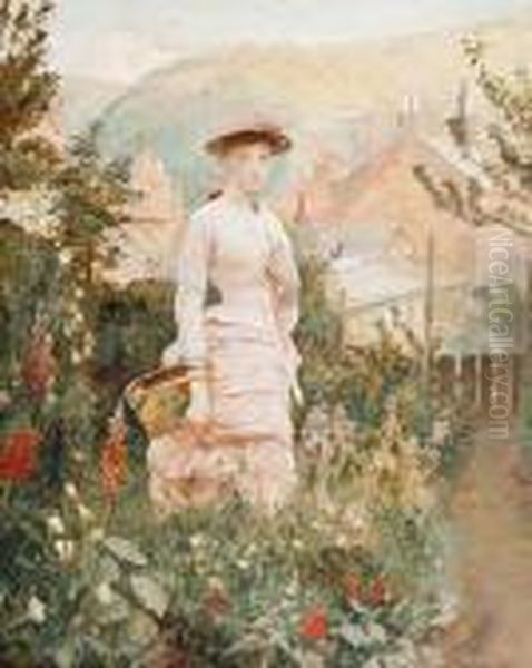 Potrait Of Ada Louise Stammers, The Artist'swife Oil Painting by Robert Ponsonby Staples