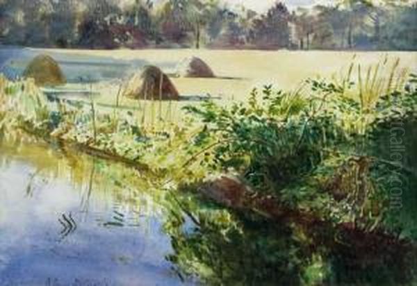 Haystacks Oil Painting by Robert Ponsonby Staples