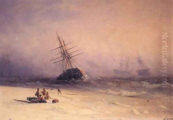 Shipwreck on the Black Sea Oil Painting by Ivan Konstantinovich Aivazovsky