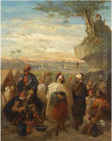 The Encampment Oil Painting by Julius Josephus Gaspard Starck