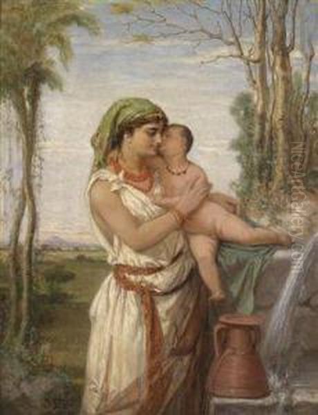 Algerian Woman With Child Oil Painting by Julius Josephus Gaspard Starck