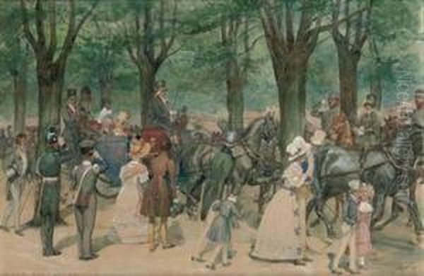 Queen Wilhelmina On A Riding Tour Oil Painting by Willem Constantijn Staring