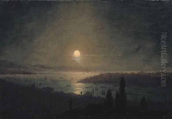 View of Constantinople at night Oil Painting by Ivan Konstantinovich Aivazovsky