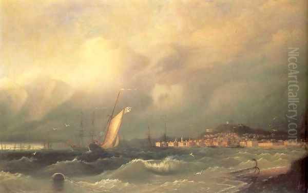 View of Feodosiya Oil Painting by Ivan Konstantinovich Aivazovsky