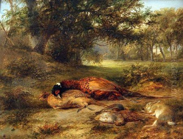 Wooded Landscape With Dead Game Oil Painting by James Stark