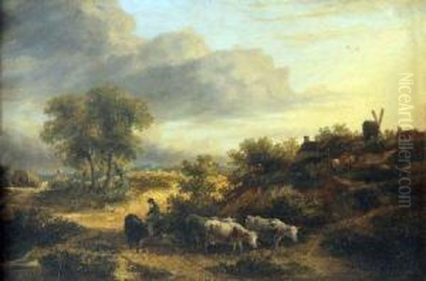 Landscape In Norfolk Oil Painting by James Stark