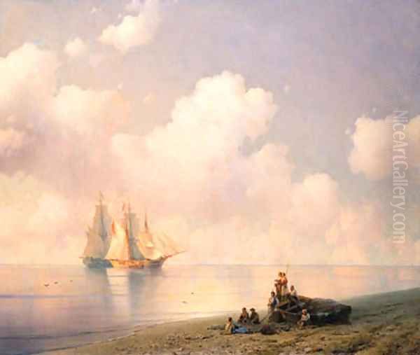 Becalmed on the Coast Oil Painting by Ivan Konstantinovich Aivazovsky