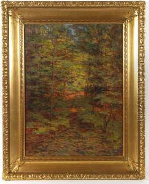 Fall Treed Landscape Oil Painting by Otto Stark