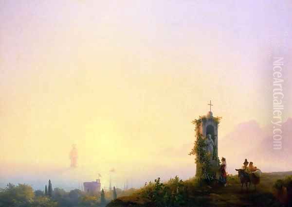 Chapel on seashore Oil Painting by Ivan Konstantinovich Aivazovsky