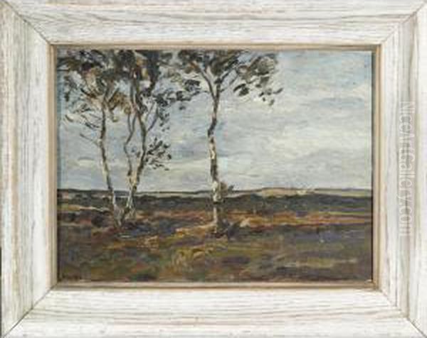 Birch Trees In A Landscape Oil Painting by Erwin Starker