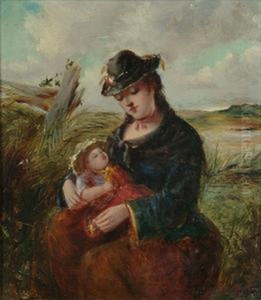 Seated Woman With Young Child Oil Painting by William Henry Starkey