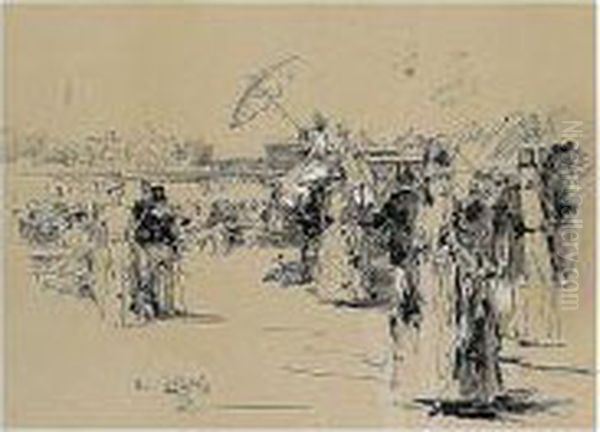 Lords Cricket Ground July 8th & 9th 1887 Oil Painting by Sidney Starr