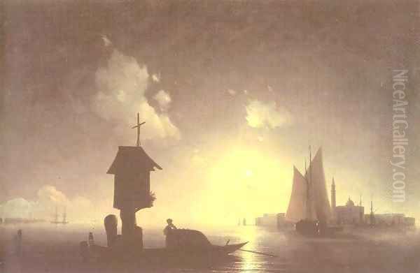 Sea view with chapel Oil Painting by Ivan Konstantinovich Aivazovsky