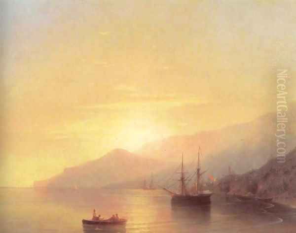 Ships on a raid Oil Painting by Ivan Konstantinovich Aivazovsky