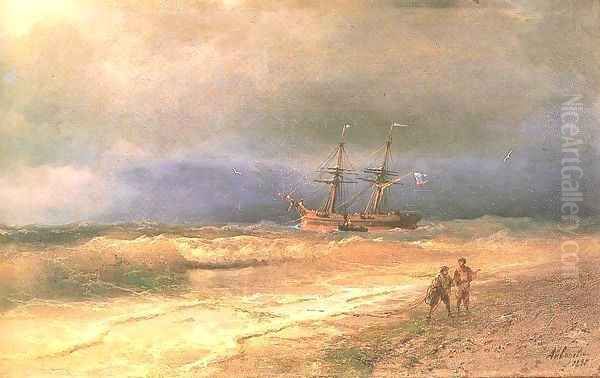 Surf Oil Painting by Ivan Konstantinovich Aivazovsky