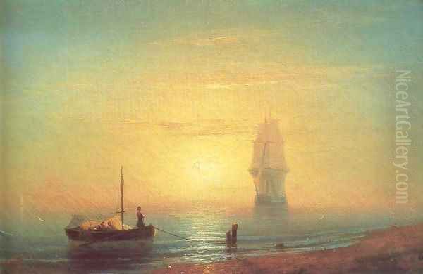 The sunset on sea Oil Painting by Ivan Konstantinovich Aivazovsky