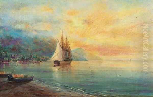 Tranquil Dawn on the Black Sea Coast Oil Painting by Ivan Konstantinovich Aivazovsky