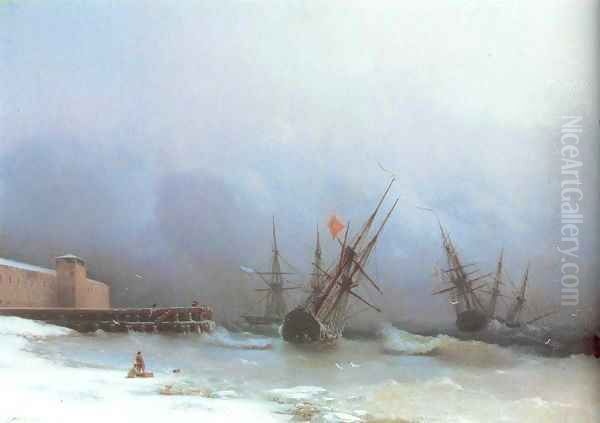 Warning of storma Oil Painting by Ivan Konstantinovich Aivazovsky