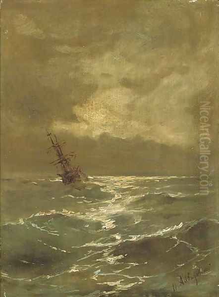 A brig at anchor Oil Painting by Ivan Konstantinovich Aivazovsky