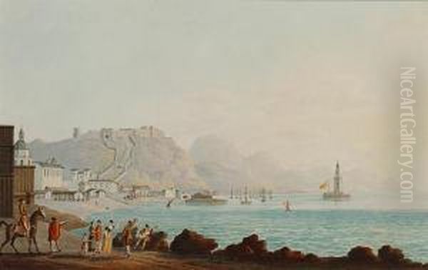 Malaga, The Bay And Castle by Thomas Staunton