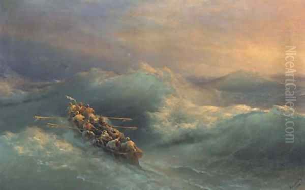 Lifeboat in heavy seas Oil Painting by Ivan Konstantinovich Aivazovsky