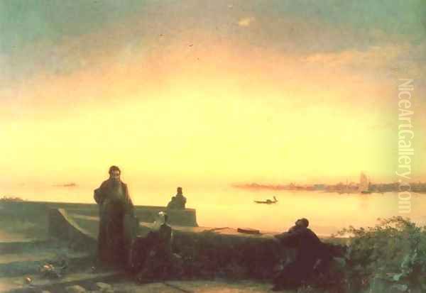 Mhitarists on island of St Lazarus Oil Painting by Ivan Konstantinovich Aivazovsky