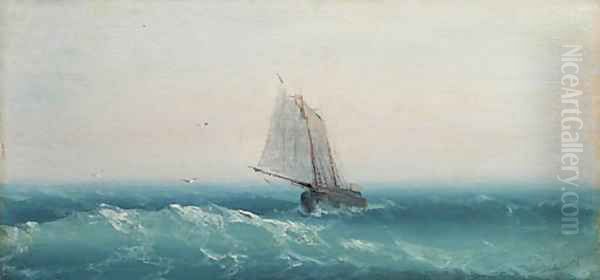 Ship in calm sea Oil Painting by Ivan Konstantinovich Aivazovsky