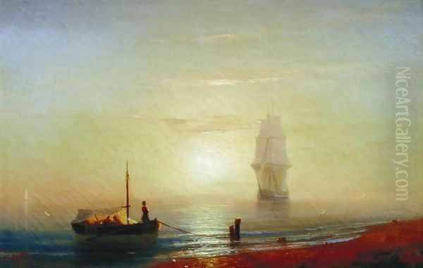 Sunseat on a sea Oil Painting by Ivan Konstantinovich Aivazovsky