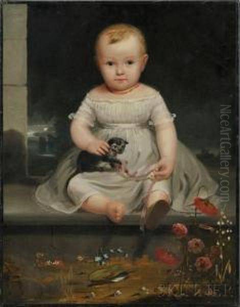 Portrait Of Ela Underhill. Oil Painting by Junius Brutus Stearns